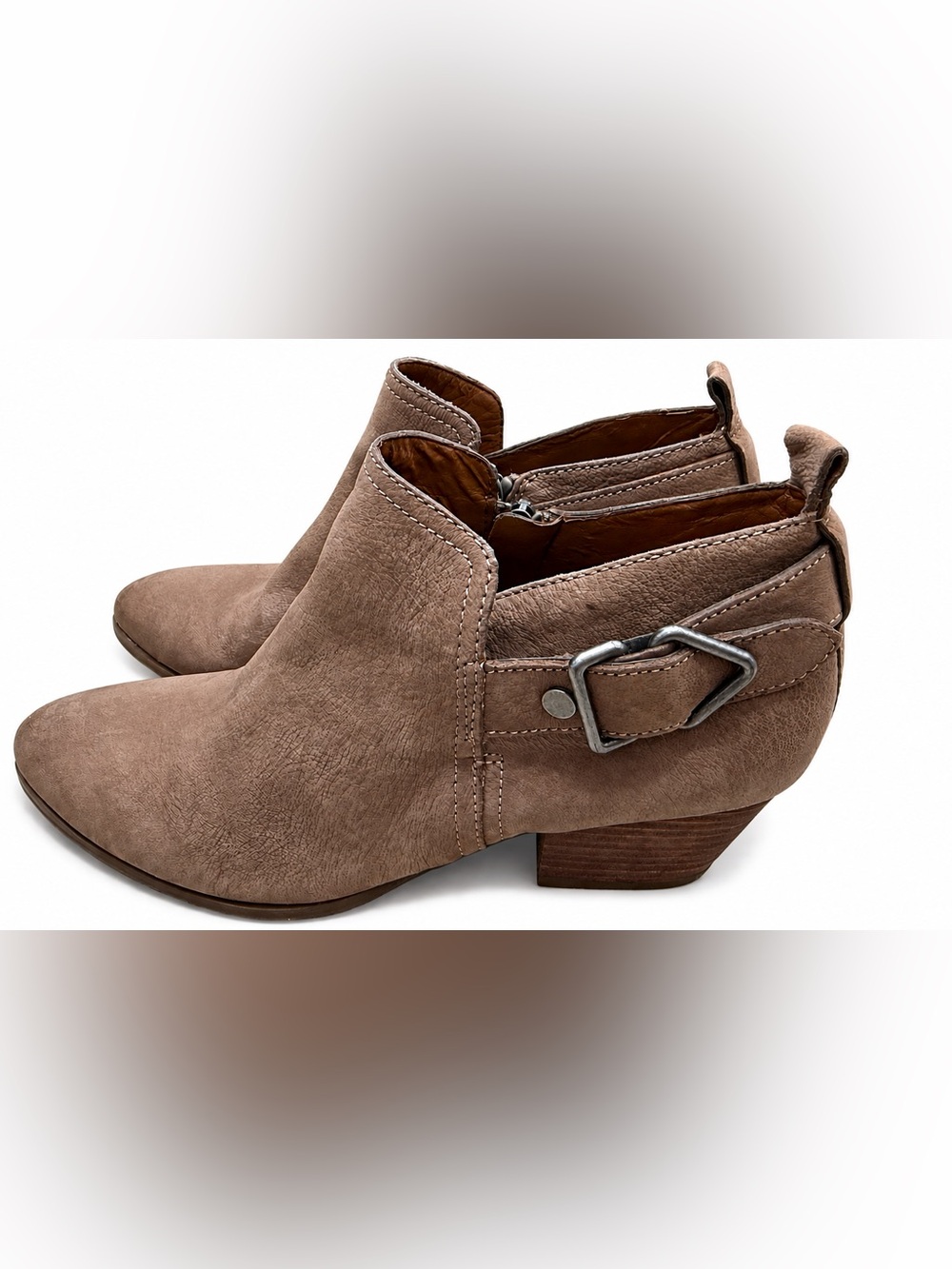 Franco Sarto Taupe Suede Ankle Bootie with Buckle Size 7